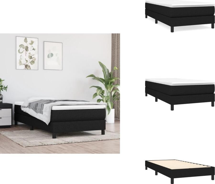 VidaXL Boxspringbed Pocketvering Middelhard Multiplex 203 x 100 x 25 cm 100 x 200 x 20 cm 100 x 200 x 5 cm Zwart wit 100% polyester Bed - Foto 2