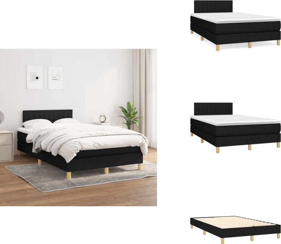VidaXL Boxspringbed Zwart 203 x 120 x 78 88 cm Pocketvering matras Middelharde ondersteuning Huidvriendelijk topmatras Montagehandleiding 1 x bedframe 1 x hoofdeind 1 x matras 1 x topmatras Bed