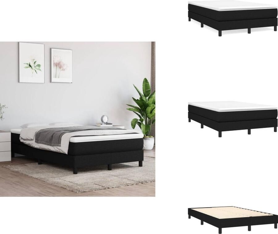 VidaXL Boxspringframe Zwart stof 203 x 120 x 25 cm Geschikt voor 120 x 200 cm matras Duurzaam materiaal Bed