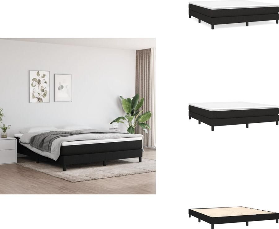 VidaXL Boxspringbed Pocketvering 180 x 200 cm Zwart Duurzaam materiaal Verstelbaar hoofdbord Comfortabele ondersteuning Middelharde matras Huidvriendelijk topmatras Bed - Foto 3