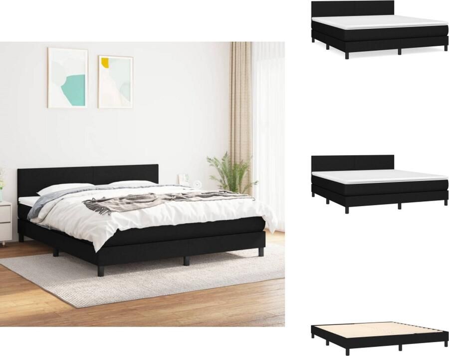 VidaXL Boxspringbed Pocketvering 180 x 200 cm Zwart Duurzaam materiaal Verstelbaar hoofdbord Comfortabele ondersteuning Middelharde matras Huidvriendelijk topmatras Bed - Foto 5