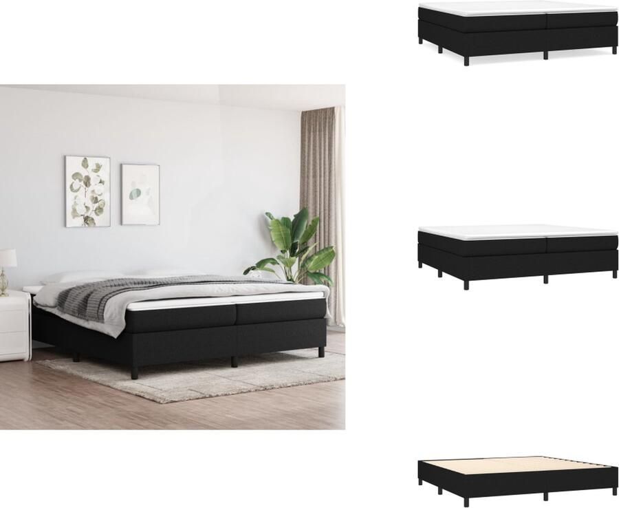 VidaXL Boxspringbed Zwart 203 x 200 x 35 cm Duurzaam materiaal Pocketvering matras Middelharde ondersteuning Huidvriendelijk topmatras Multiplex lattenbodem Bed