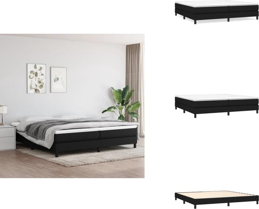 VidaXL Boxspringbed Luxe Pocketvering 203 x 200 x 25 cm Zwart Inclusief 2 Matrassen en 1 Topmatras Bed