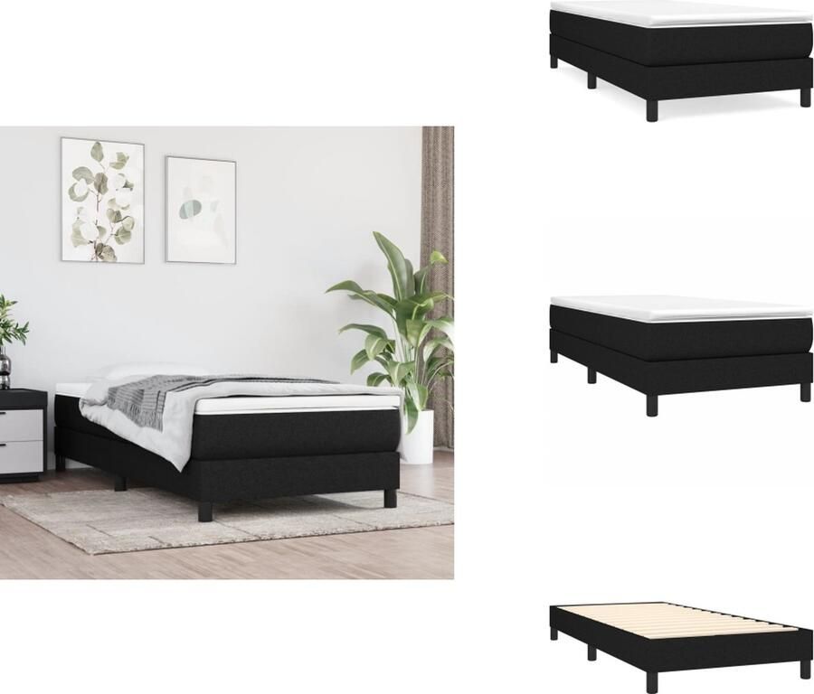 VidaXL Boxspringbed Pocketvering Bedframe 203x80x25cm Bedmatras 80x200x20cm Bedtopmatras 80x200x5cm Kleur Zwart Wit Duurzaam en Huidvriendelijk Bed