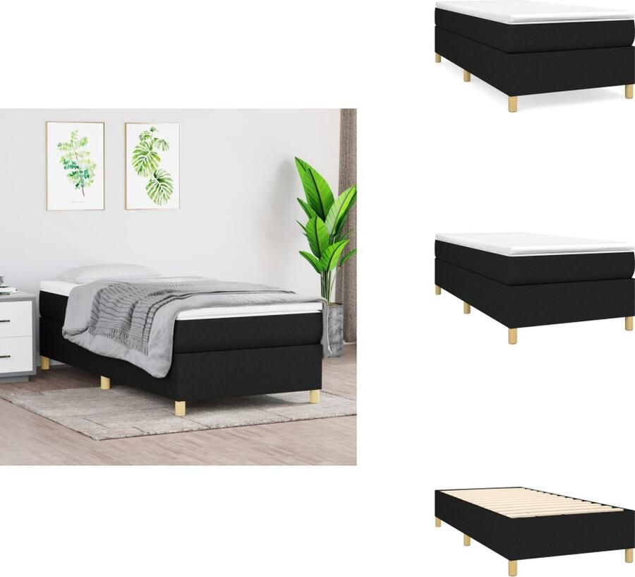 VidaXL Boxspringbed Pocketvering matras Middelhard Huidvriendelijk topmatras Multiplex lattenbodem 203x90x35 cm Bed