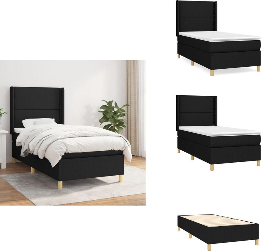 VidaXL Boxspringbed Pocketvering 203 x 93 x 118 128 cm Duurzaam Verstelbaar hoofdbord Middelharde ondersteuning Huidvriendelijk topmatras Bed - Foto 2