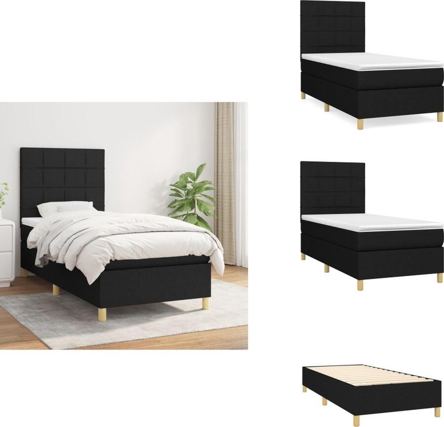 VidaXL Boxspring Bed Pocketvering matras Middelharde ondersteuning Huidvriendelijk topmatras 203 x 90 x 118 128 cm Bed