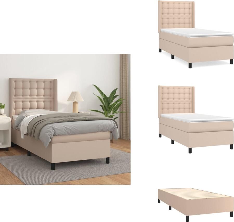 VidaXL Boxspring Boxsprings Bed Slaapmeubel Boxspring met matras kunstleer cappuccinokleurig 80x200 cm
