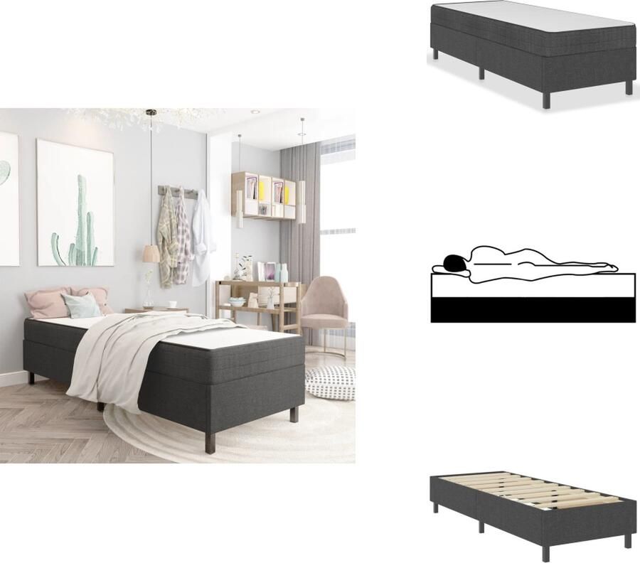 VidaXL Boxspring Boxsprings Boxspringbed Boxspringbedden Boxspring stof donkergrijs 100x200 cm