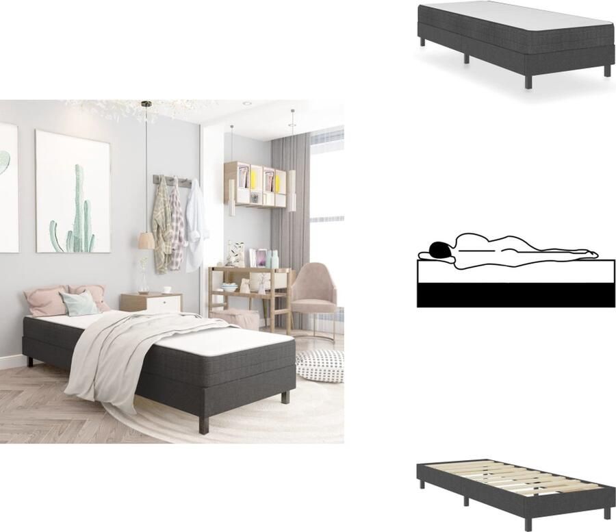 VidaXL Boxspring Boxsprings Boxspringbed Boxspringbedden Boxspring stof donkergrijs 100x200 cm