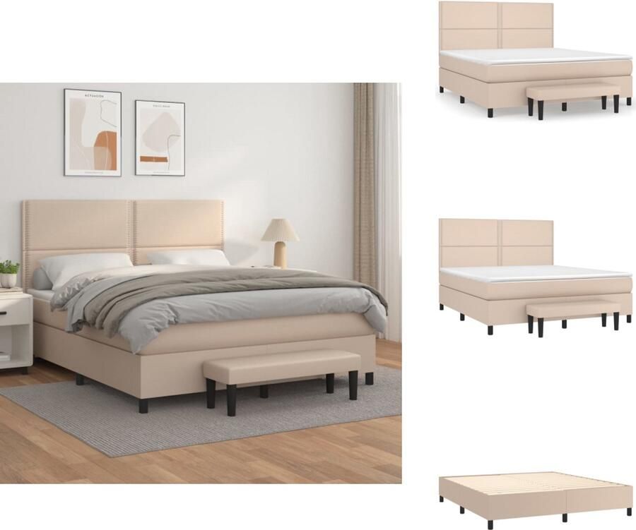 VidaXL Boxspringbed Praktisch Hoofdbord Pocketvering Matras Huidvriendelijk Topmatras Multifunctioneel Bankje Bed - Foto 2