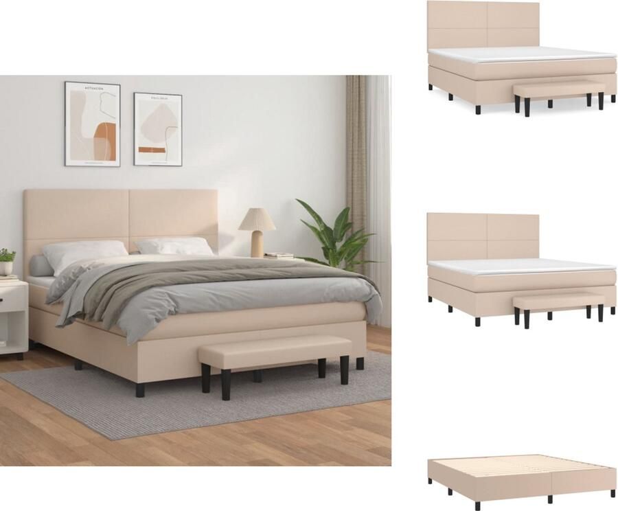 VidaXL Boxspring Boxsprings Pocketveringbed Bed Boxspring met matras kunstleer cappuccinokleurig 180x200 cm
