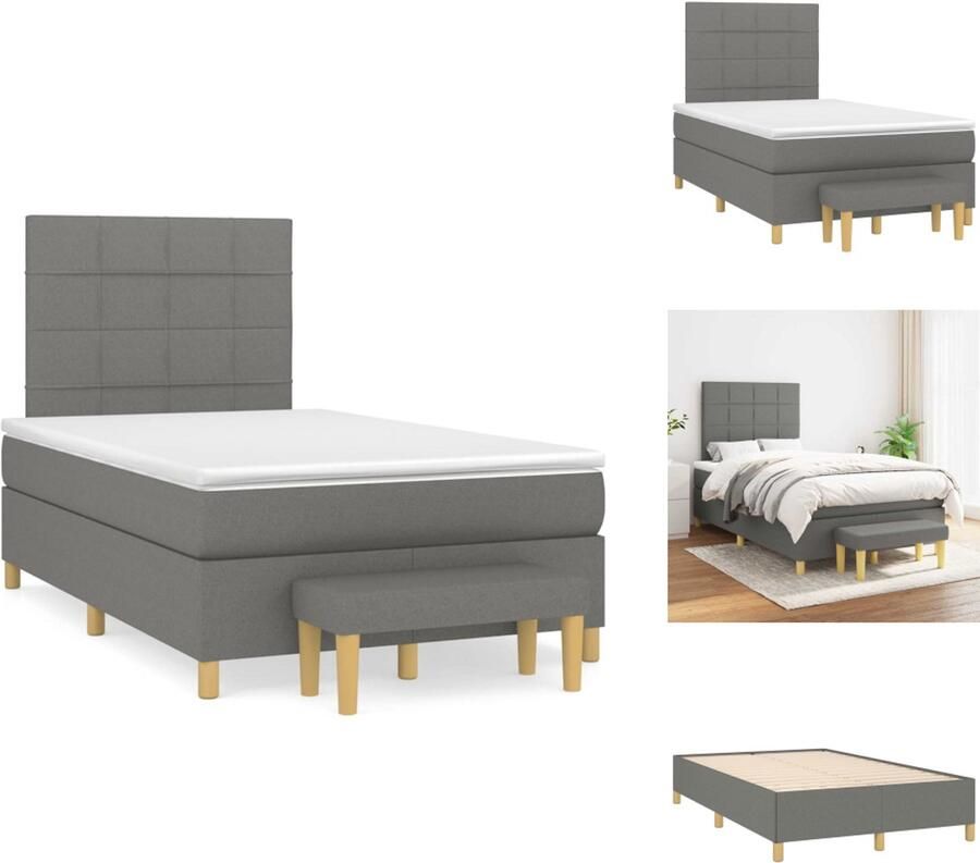 VidaXL Boxspring Boxsprings Pocketveringbed Bed Boxspring met matras stof donkergrijs 120x190 cm