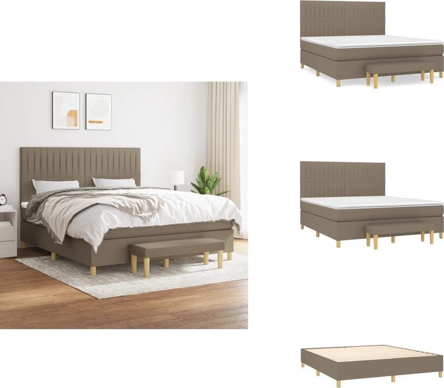 VidaXL Boxspring Boxsprings Pocketveringbed Bed Boxspring met matras stof taupe 180x200 cm