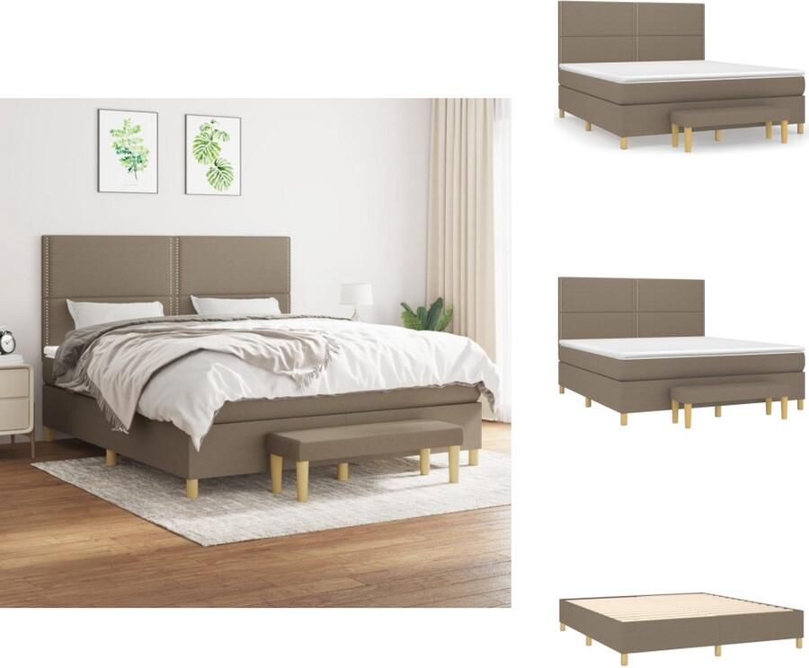 VidaXL Boxspring Boxsprings Pocketveringbed Bed Boxspring met matras stof taupe 180x200 cm