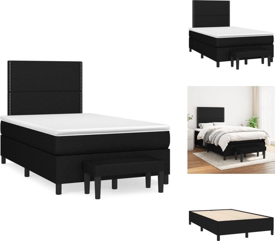 VidaXL Boxspring Boxsprings Pocketveringbed Bed Boxspring met matras stof zwart 120x190 cm