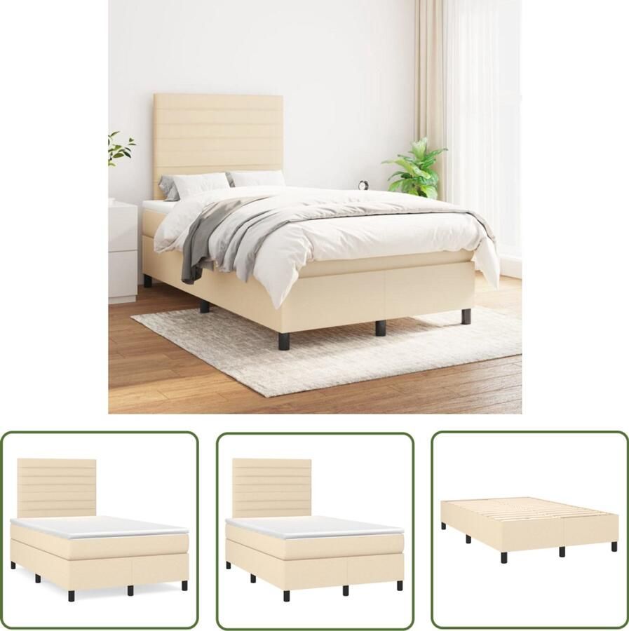 VidaXL Boxspring crème 120x200 cm inclusief matrassen Boxspringbed Boxspring Cremekleurig Tweepersoonsbed Pocketveermatras Middenhard