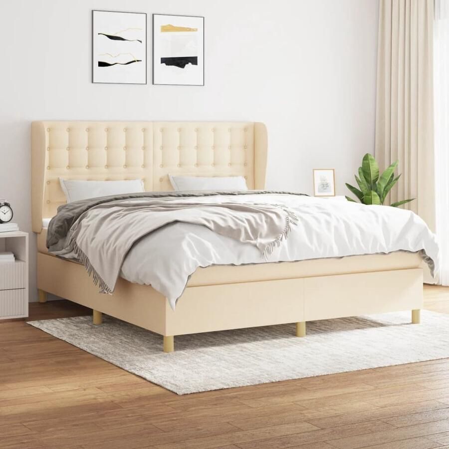 VidaXL Boxspring Crème 180x200 cm Inclusief matras Boxspringbed Boxspring Tweepersoonsbed Cremekleurig Bed Luxe Bed Slaapkamer Meubilair - Foto 2
