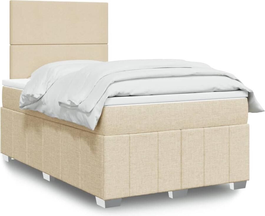 VidaXL Boxspring crèmekleurig 120x200 cm Inclusief LED
