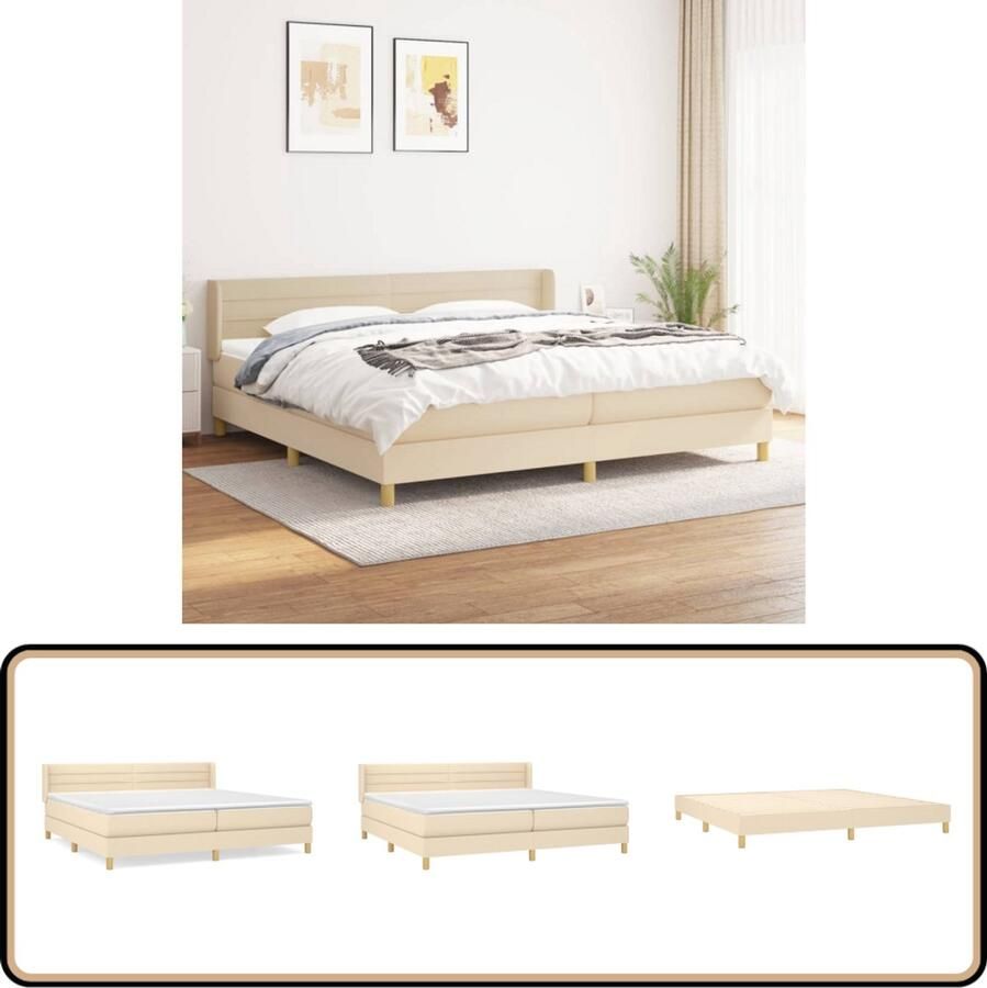 VidaXL Boxspring crèmekleurig 200x200 cm Boxspringbed Pocketvering Tweepersoonsbed Cremekleurig Slaapkamerinrichting