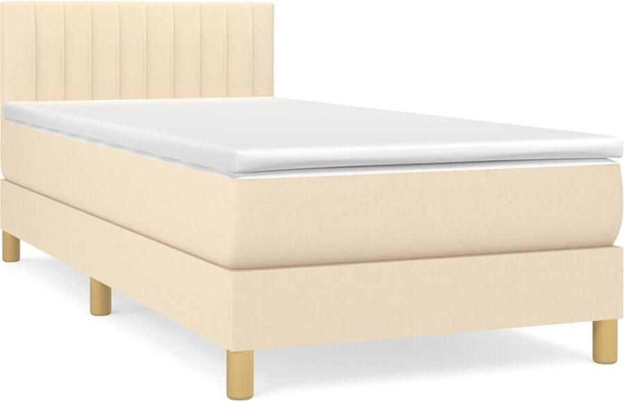VidaXL Boxspring crèmekleurig 80x200 cm Boxspringbed Boxspring Creme Kleurig Bed Tweepersoonsbed Stapelbare Bedden Pocketed Spring Mattress Adjustable Headboard - Foto 2