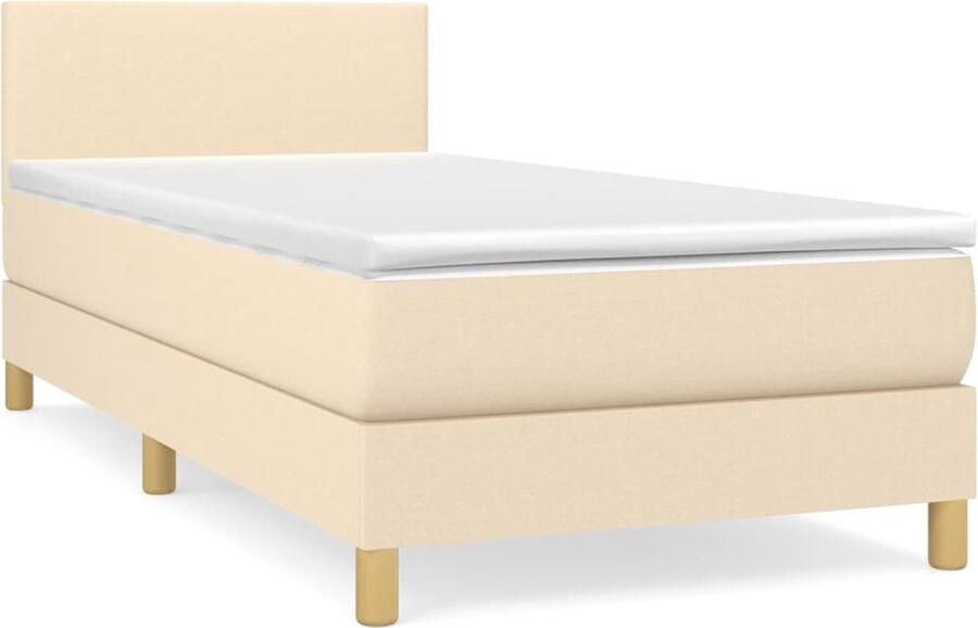 VidaXL Boxspring Crèmekleurig 80x200 cm Boxspringbed Cremekleurig Bed Pocketveer Matras Tweepersoons Bed Stapelbare Bedden Boxspring - Foto 2