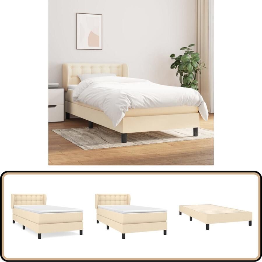 VidaXL Boxspring crèmekleurig 80x200 cm Boxspringbed Pocketvering Middelhard Cremekleurig Slaapkamerinrichting