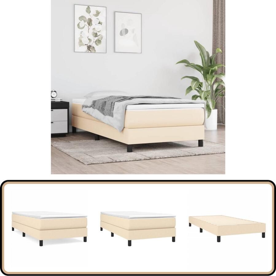 VidaXL Boxspring Crèmekleurig 80x200 cm Boxspringbed Slaapcomfort Pocketveermatras Crèmekleurig Houten Frame