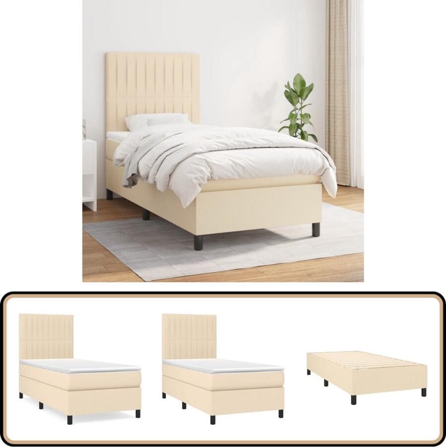 VidaXL Boxspring Crèmekleurig Inclusief Matras 80x200 cm Boxspringbed Boxsprings Slaapkamerinrichting Tweepersoonsbed Cremekleurig Bed