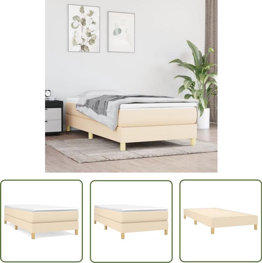VidaXL Boxspring Crèmekleurig Inclusief Matras 90x190 cm Boxspringbed Bed Frame Tweepersoonsbed Slaapkamer Meubilair Creme Kleur Matras Topper Pocketed Veren - Foto 2