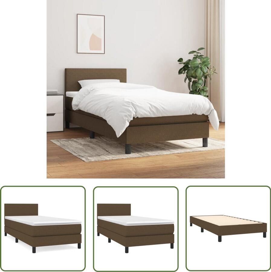 VidaXL Boxspring Donkerbruin 100x200 cm Inclusief Matras Boxspringbed Boxspring Donkere Bruine Bed Tweepersoonsbed Pocketveer Matras Hoofdbord Bedroom Furniture