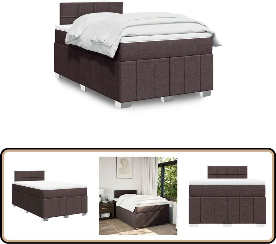 VidaXL Boxspring Donkerbruin 120x200 cm Boxspring Tweepersoonsbed Donkerbruin Bed Houten Bed Frame Matras