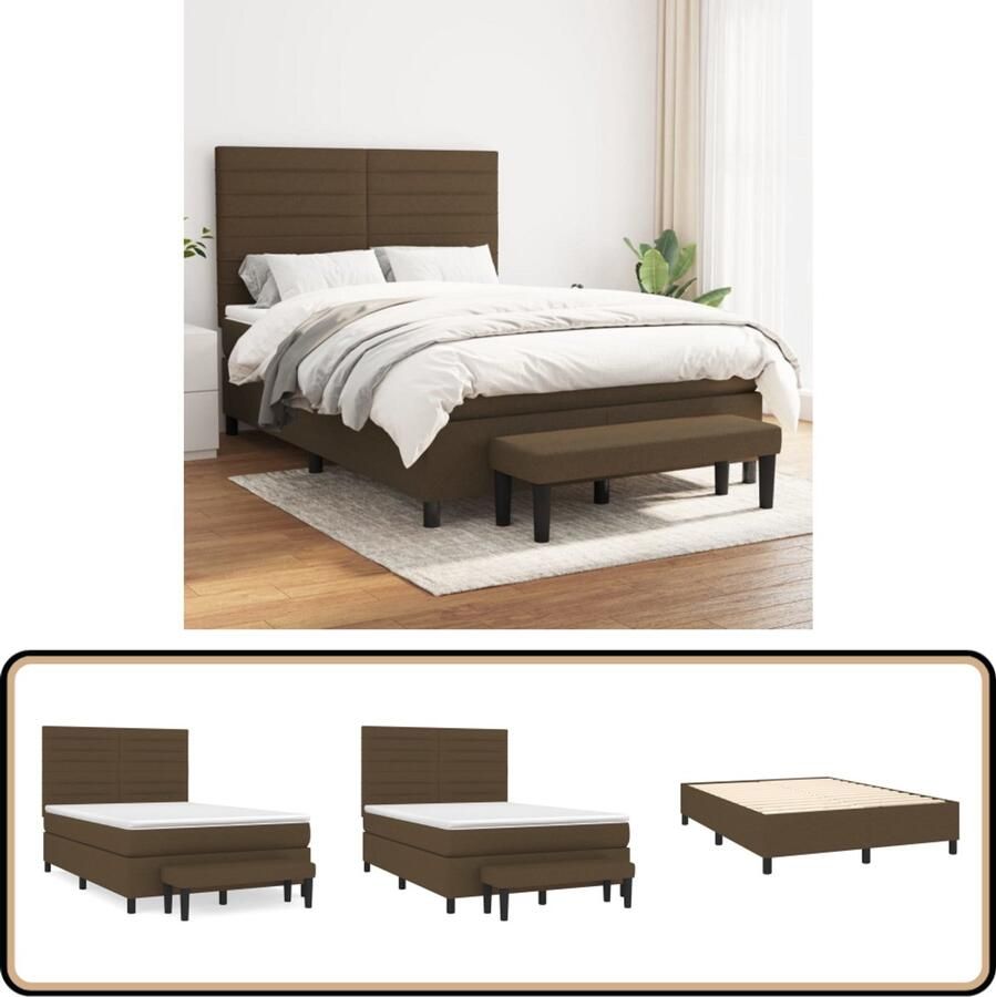 VidaXL Boxspring Donkerbruin 140x190 cm Boxspringbed Boxspring Bed Slaapkamer Donkere Kleuren