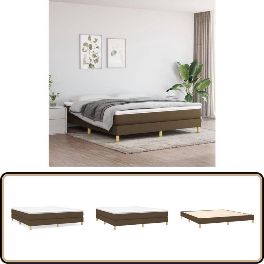 VidaXL Boxspring Donkerbruin Inclusief Matras 180x200 cm Boxspringbed Boxspring Slaapkamer Meubilair Tweepersoonsbed Pocketvering Middenhard Bruine Bed Lederlook