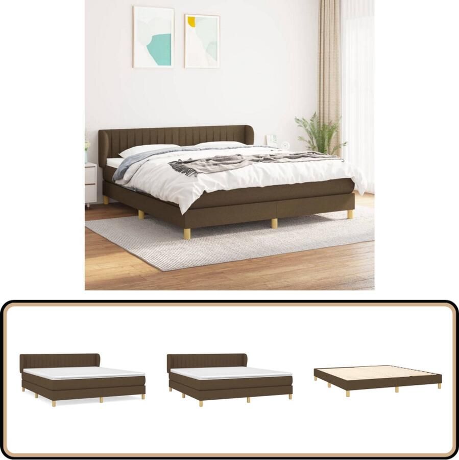 VidaXL Boxspring Donkerbruin 160x200 cm Boxspringbed Donkere Bruine Kleur Tweepersoonsbed Pocketvering Matras Middelhard