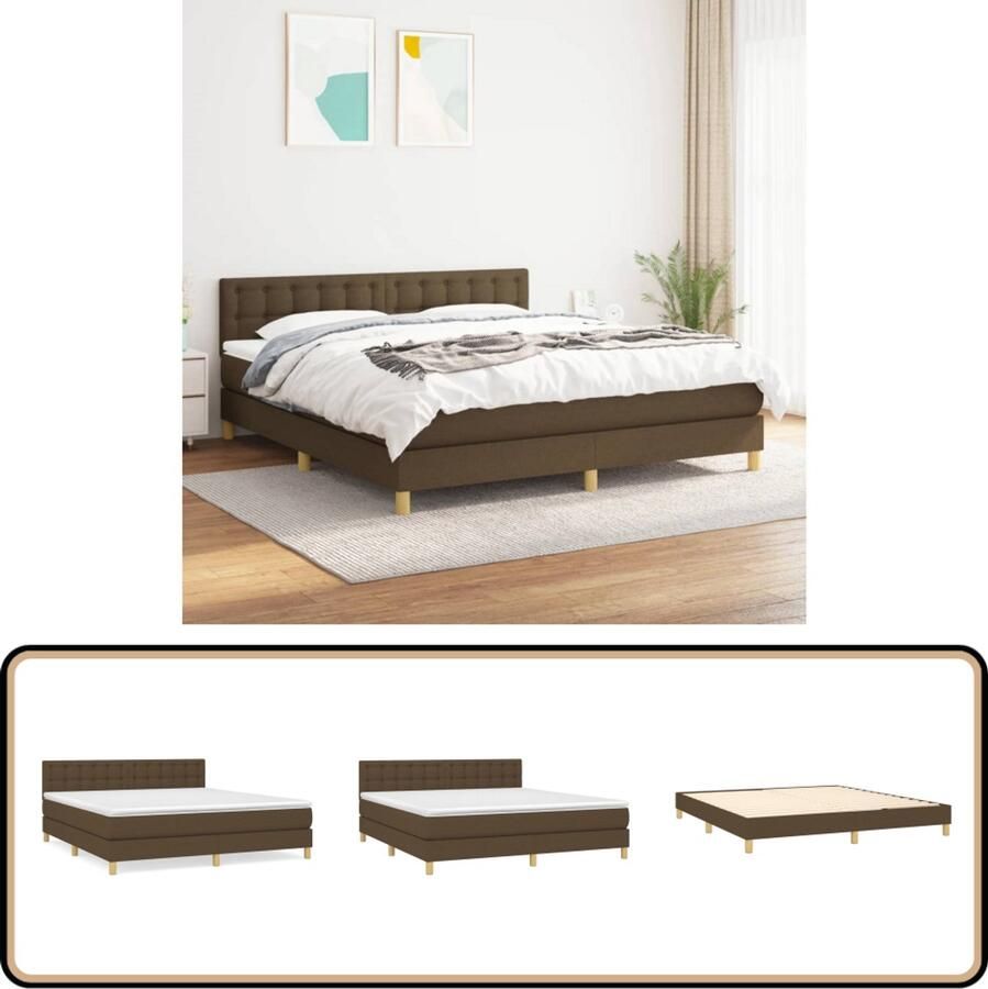 VidaXL Boxspring Donkerbruin 160x200 cm Inclusief Matras Boxspringbed Boxspring Slaapkamermeubilair Tweepersoonsbed Bruine Bed