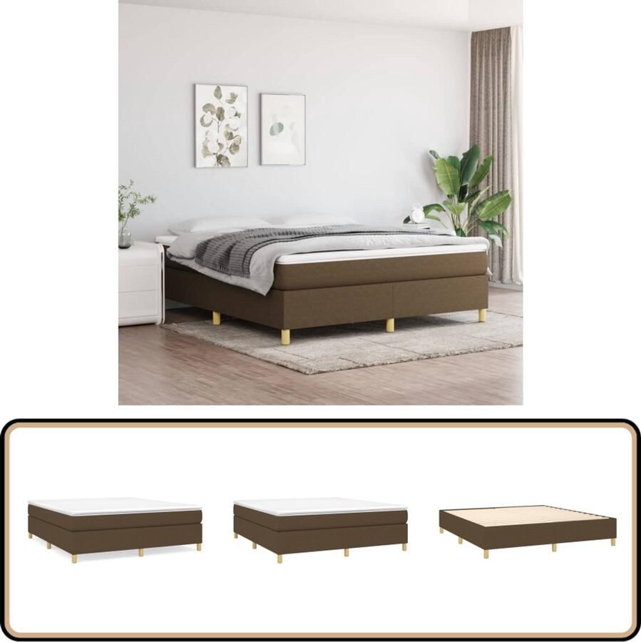 VidaXL Boxspring Donkerbruin 160x200 cm Inclusief Matras Boxspringbed Boxsprings Slaapkamer Tweepersoonsbed Donkere Kleuren Pocketvering Middelhard Matras Huidgevend