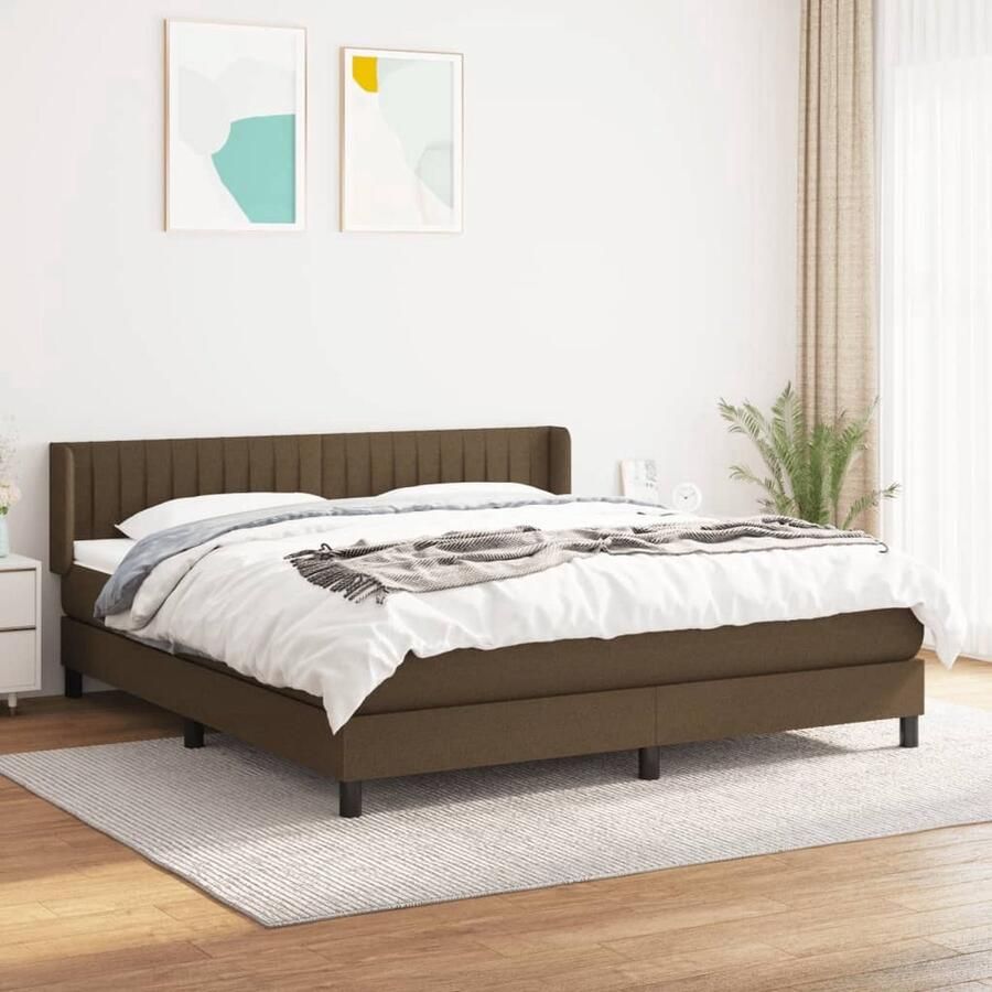 VidaXL Boxspring Donkerbruin 180x200 cm Boxspringbed Boxspring Tweepersoonsbed Dark Brown Bed Houten Bed Frame