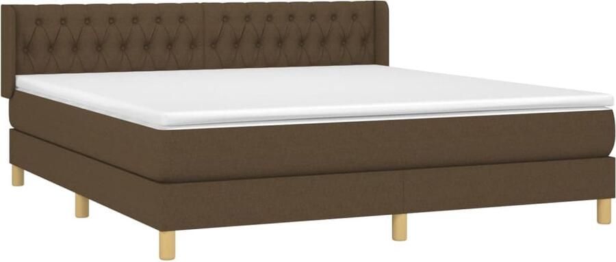 VidaXL Boxspring Donkerbruin 180x200 cm Boxspringbed Boxsprings Slaapkamer Meubels Tweepersoonsbed Donkere Kleuren