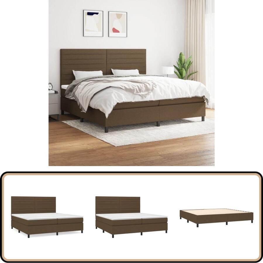 VidaXL Boxspring Donkerbruin 200x200 cm Boxspringbed Slaapcomfort Boxspring Tweepersoonsbed Bruine Bedbank Lederlook Bed Design Bed Rustig Slapen