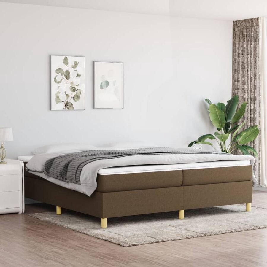VidaXL Boxspring Donkerbruin 200x200 cm Boxspringbed Slaapcomfort Boxspring Tweepersoonsbed Matras Frame Bedroom Furniture Slaapkamer Meubels - Foto 2