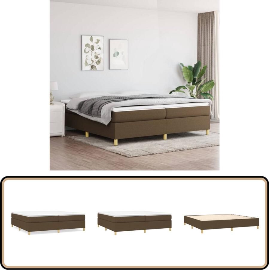 VidaXL Boxspring Donkerbruin 200x200 cm Boxspringbed Slaapcomfort Boxspring Tweepersoonsbed Matras Frame Bedroom Furniture Slaapkamer Meubels