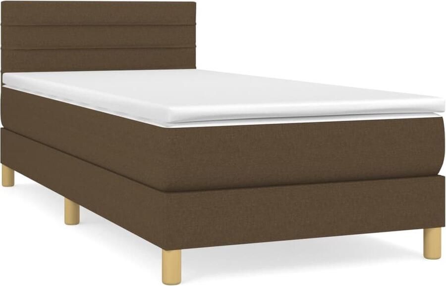 VidaXL Boxspring Donkerbruin 80x200 cm Boxspringbed Donkere Bruine Boxspring Slaapcomfort Pocketveer Matras Middenhard Matras Hoofdbord Frame - Foto 2