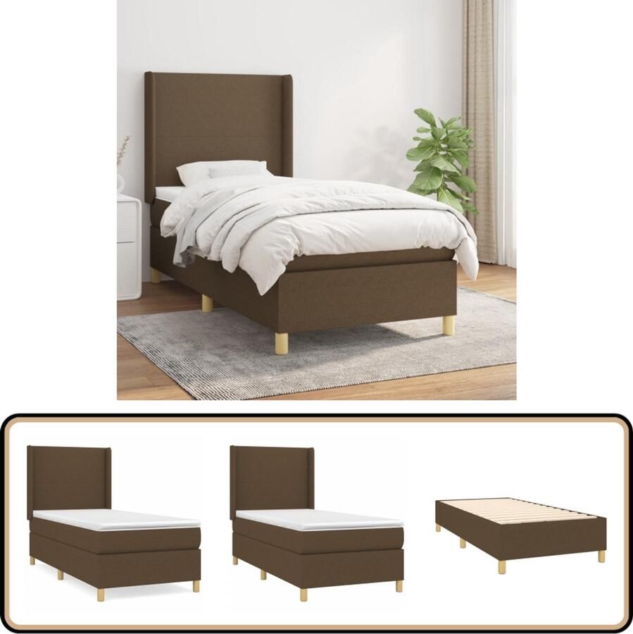 VidaXL Boxspring Donkerbruin 90x190 cm Boxspringbed Slaapcomfort Boxspring Tweepersoonsbed Donkere Kleuren