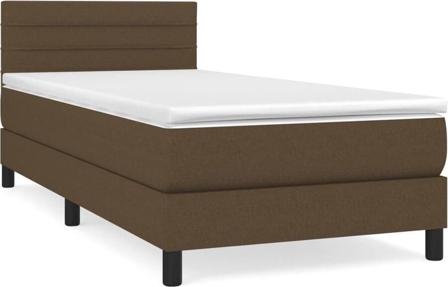 VidaXL Boxspring Donkerbruin 90x190 cm Inclusief Matras Boxspringbed Donkere Kleuren Tweepersoonsbed Pocketed Veren Matras Middenhard Matras Hoofdbord Bedroom Furniture - Foto 2