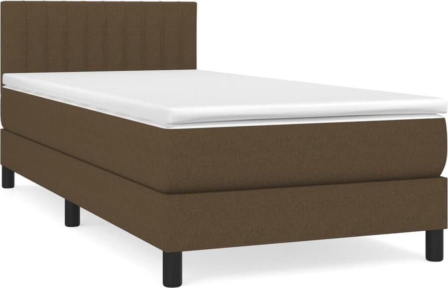 VidaXL Boxspring Donkerbruin 90x190 cm Inclusief Matras Boxspringbed Pocketvering Middelhard Donkere Kleur Bruine Kleuren Tweepersoonsbed Slaapkamer Meubels Boxsprings - Foto 2