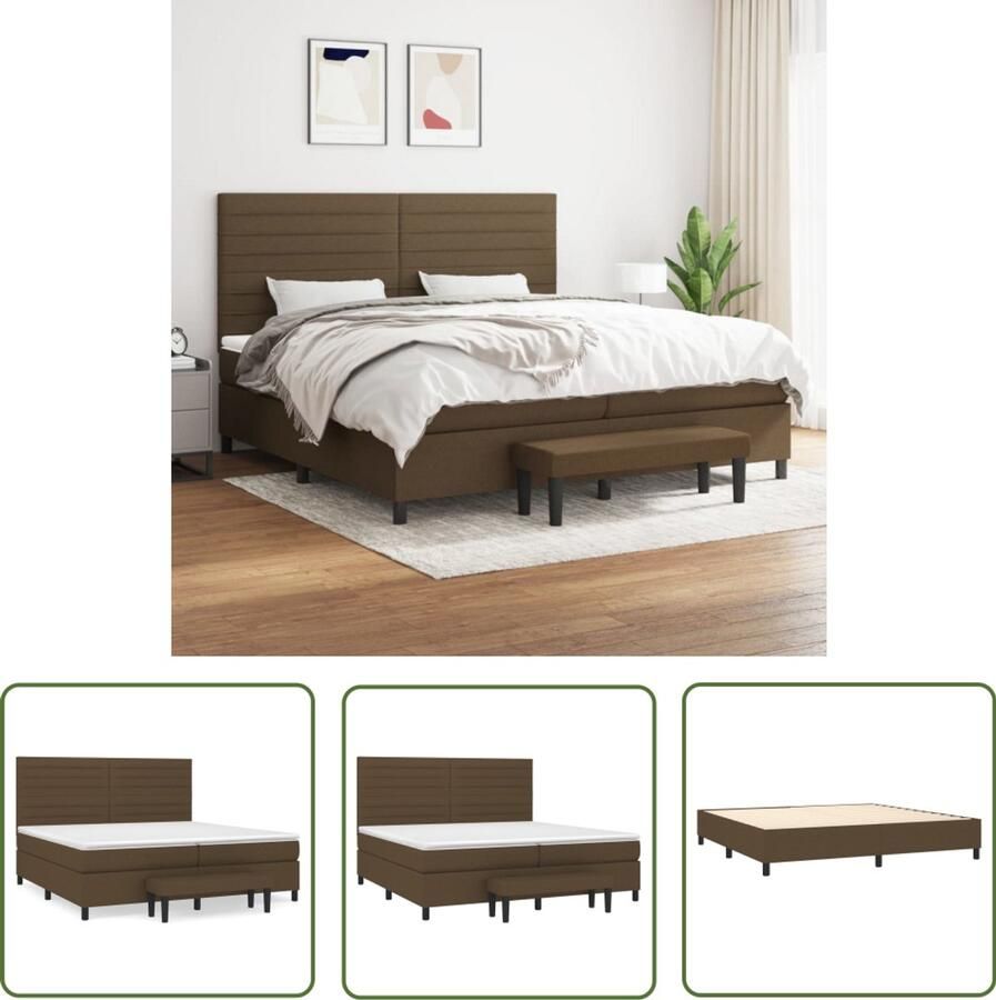 VidaXL Boxspring Donkerbruin Inclusief Matras 200x200 cm Boxspringbed Boxspring Slaapkamermeubels Slaapcomfort Pocketvering Duurzame Materialen Bruine Meubelen