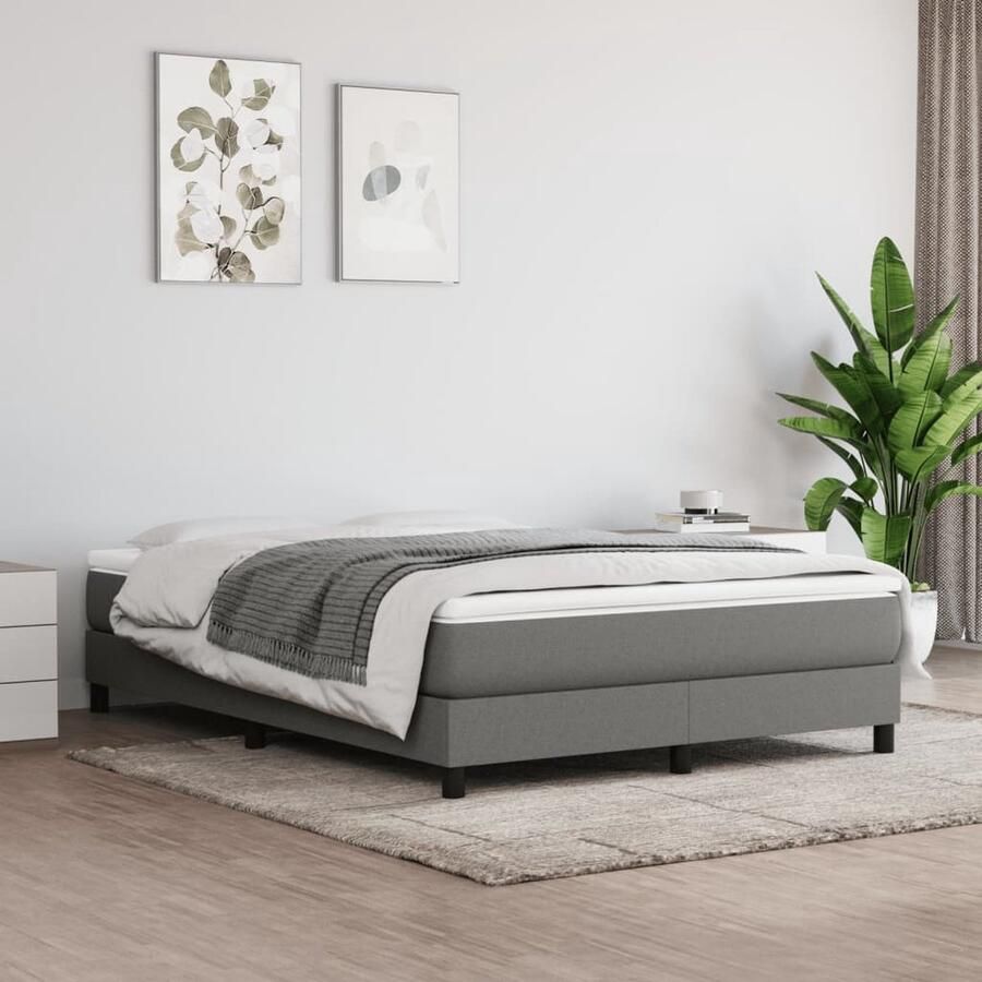 VidaXL Boxspring Donkergrijs 140x190 cm Boxspringbed Pocketvering Middenhard Donkere Kleuren Slaapkamer Meubels Tweepersoonsbed Bed Frame Matras Topper - Foto 2