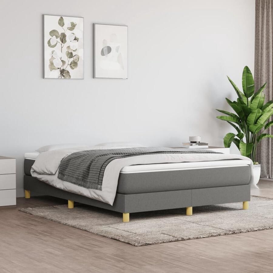 VidaXL Boxspring Donkergrijs 140x190 cm Boxspringbed Slaapcomfort Boxspring Tweepersoonsbed Middenhard Matras Grijs Bed Slaapkamer Meubilair - Foto 2