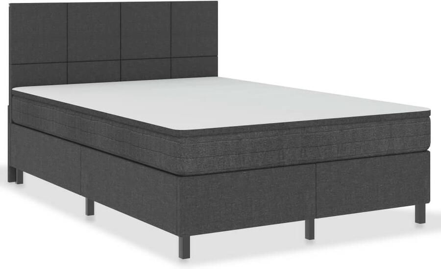 VidaXL Boxspring Donkergrijs 160x200 cm Boxspring Bed Donkere Kleuren Slaapkamerinrichting Boxspring Frame Lederlook Modern Bed Groot Bed King Size Bed - Foto 3